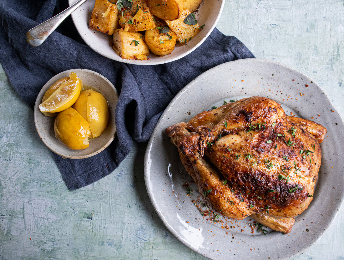 Recipe: Roast chicken with preserved lemon, Aleppo pepper & thyme