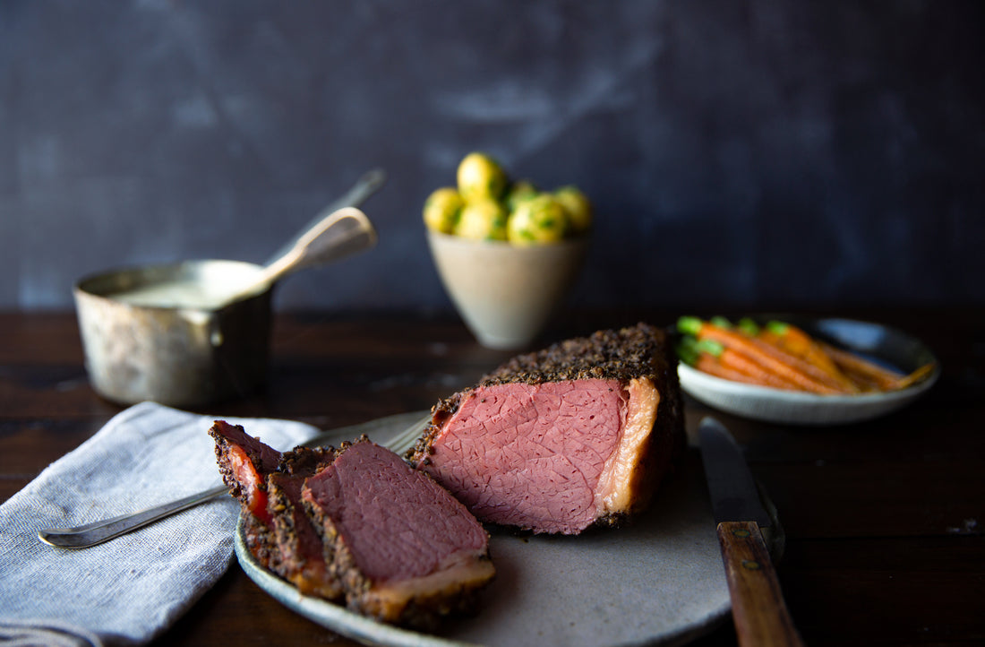 Recipe: Juniper & Balsamic Corned Beef with Horseradish Béchamel