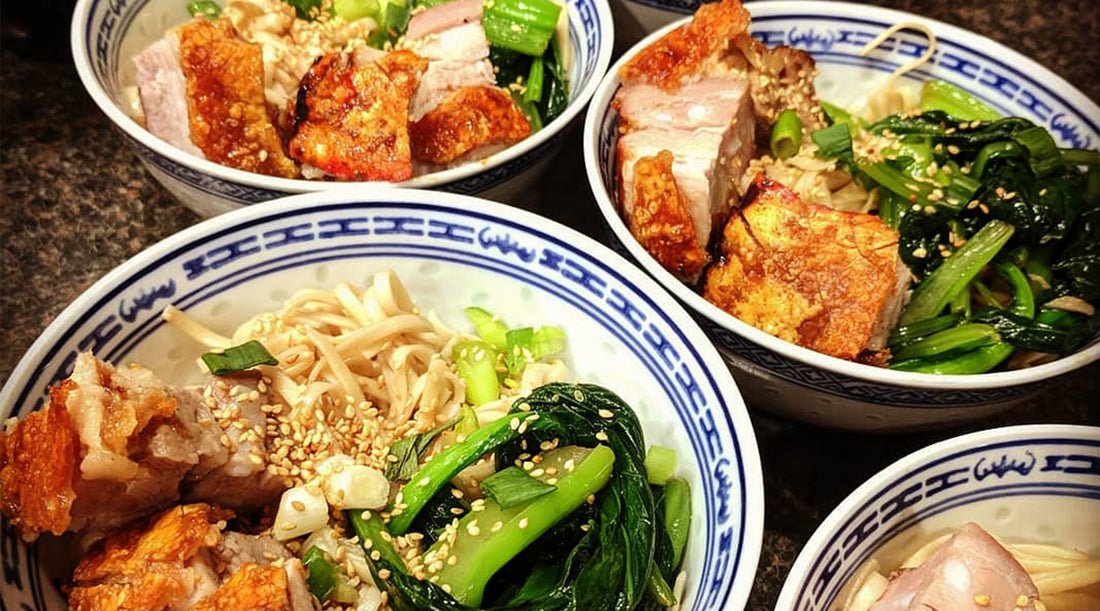 Recipe: Saucy Wench's crispy pork belly with bok choy and noodles