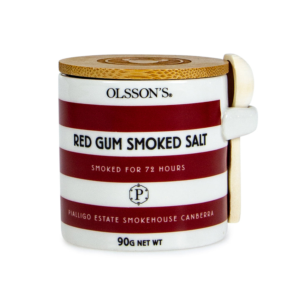 Olsson's Redgum Smoked Salt Flakes in Stoneware Pot