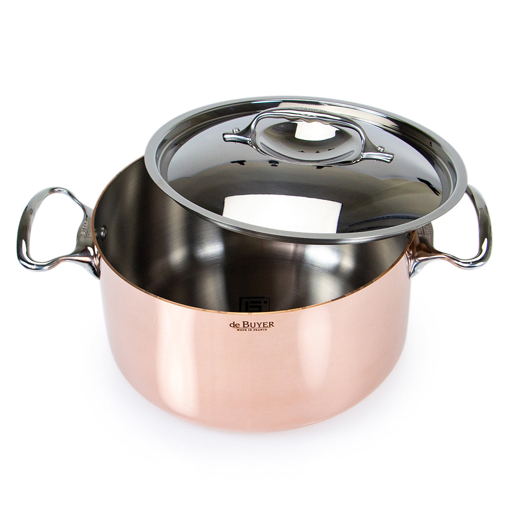 De Buyer Inocuivre Stew Pan with Stainless Steel Handles and Lid 24cm