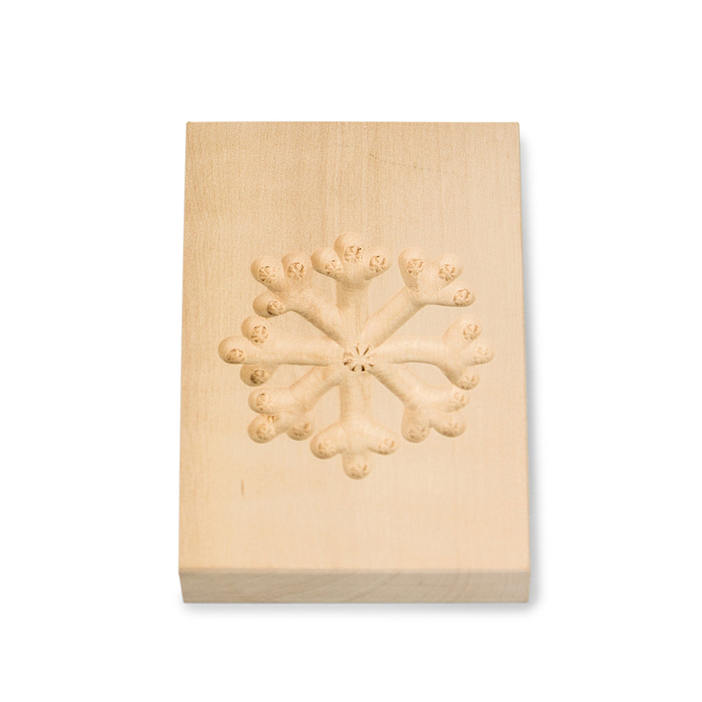 The Essential Ingredient Pear Wood Shortbread Mould - Ice Crystal Design