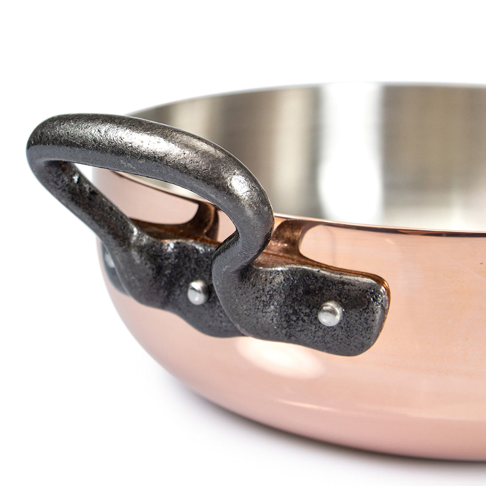 De Buyer Prima Matera Copper Saute Pan with Lid & Cast Iron Handles 28cm